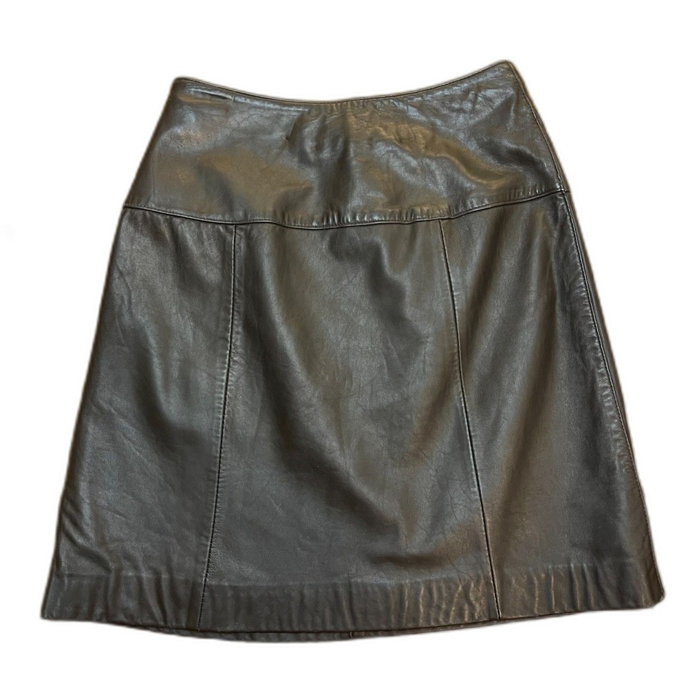 Valerie Stevens Black New Zealand Lambskin Leather Skirt 4 Mini Paneled Zip Back
